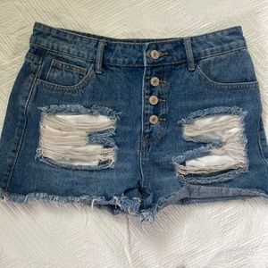 Patriotic Distressed Jean Shorts